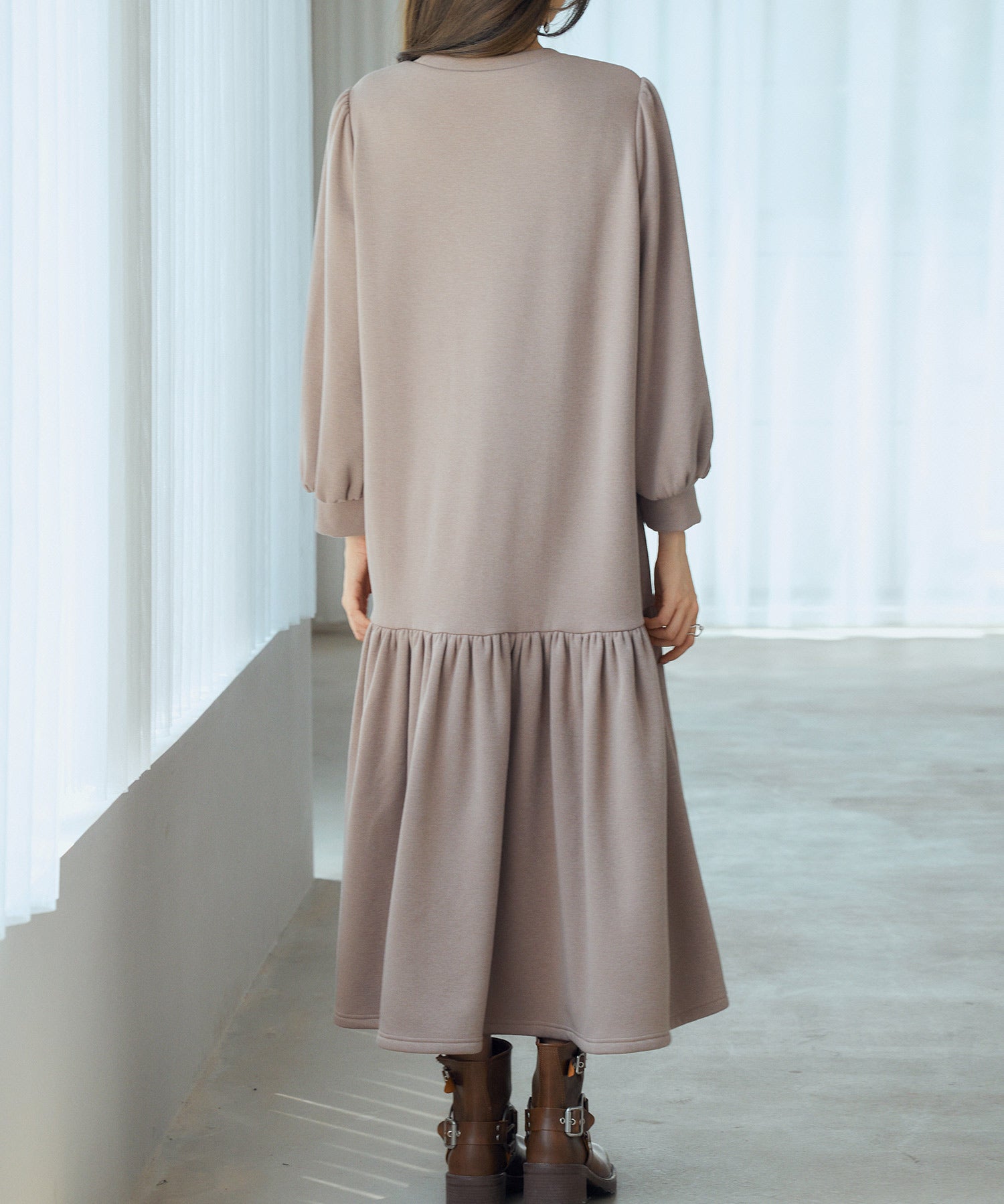 裏起毛カットソーギャザーワンピースsdp0245 ブラウン