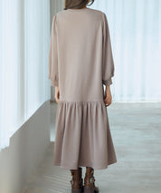 裏起毛カットソーギャザーワンピースsdp0245 ブラウン