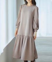 裏起毛カットソーギャザーワンピースsdp0245 ブラウン