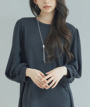 裏起毛カットソーギャザーワンピースsdp0245 チャコール