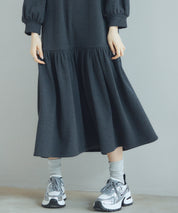 裏起毛カットソーギャザーワンピースsdp0245 チャコール
