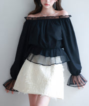 2wayネックチュールブラウスsdp0248 ブラック