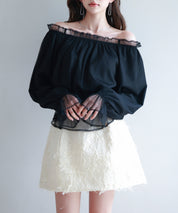 2wayネックチュールブラウスsdp0248 ブラック