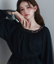 2wayネックチュールブラウスsdp0248 ブラック