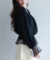 2wayネックチュールブラウスsdp0248 ブラック