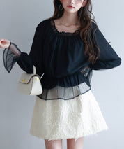 2wayネックチュールブラウスsdp0248 ブラック