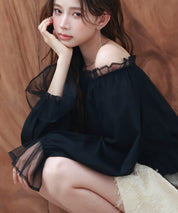 2wayネックチュールブラウスsdp0248 ブラック