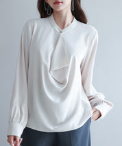 とろみ生地フリル金ボタンブラウスsdp0249-102-14