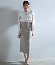 とろみ生地フリル金ボタンブラウスsdp0249 ピンクベージュ