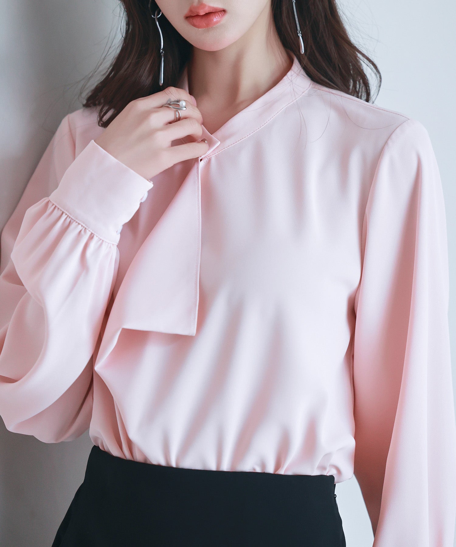 とろみ生地フリル金ボタンブラウスsdp0249-102-26