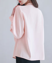 とろみ生地フリル金ボタンブラウスsdp0249 ピンク