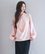 とろみ生地フリル金ボタンブラウスsdp0249 ピンク