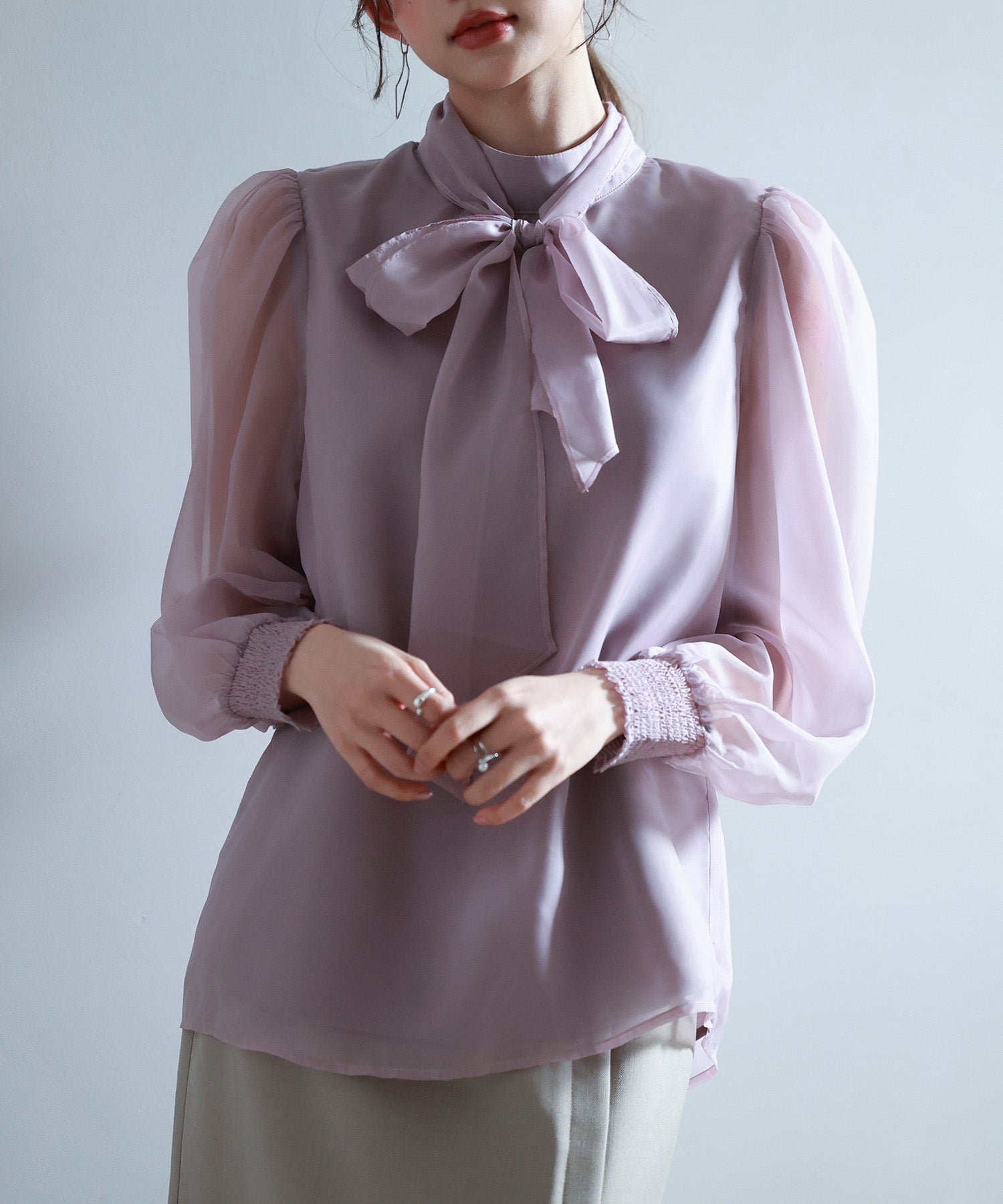 3wayオーガンジー生地リボンブラウスsdp0250-102-100