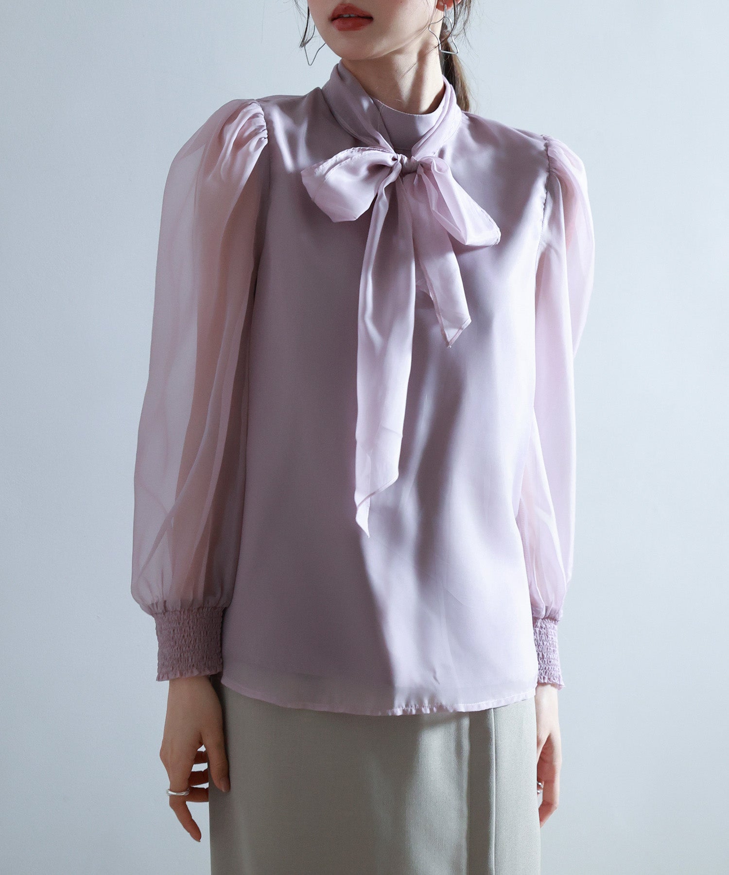 3wayオーガンジー生地リボンブラウスsdp0250 ラベンダー