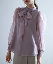 3wayオーガンジー生地リボンブラウスsdp0250 ラベンダー