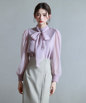 3wayオーガンジー生地リボンブラウスsdp0250 ラベンダー