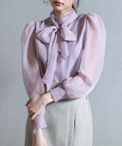 3wayオーガンジー生地リボンブラウスsdp0250 ラベンダー