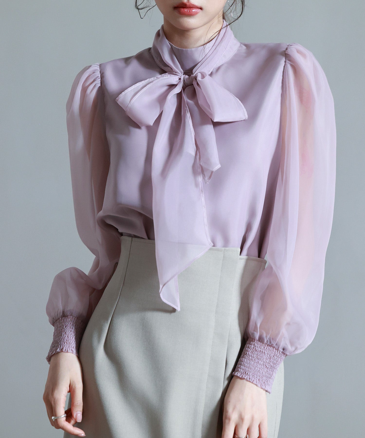 3wayオーガンジー生地リボンブラウスsdp0250 ラベンダー
