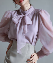 3wayオーガンジー生地リボンブラウスsdp0250 ラベンダー