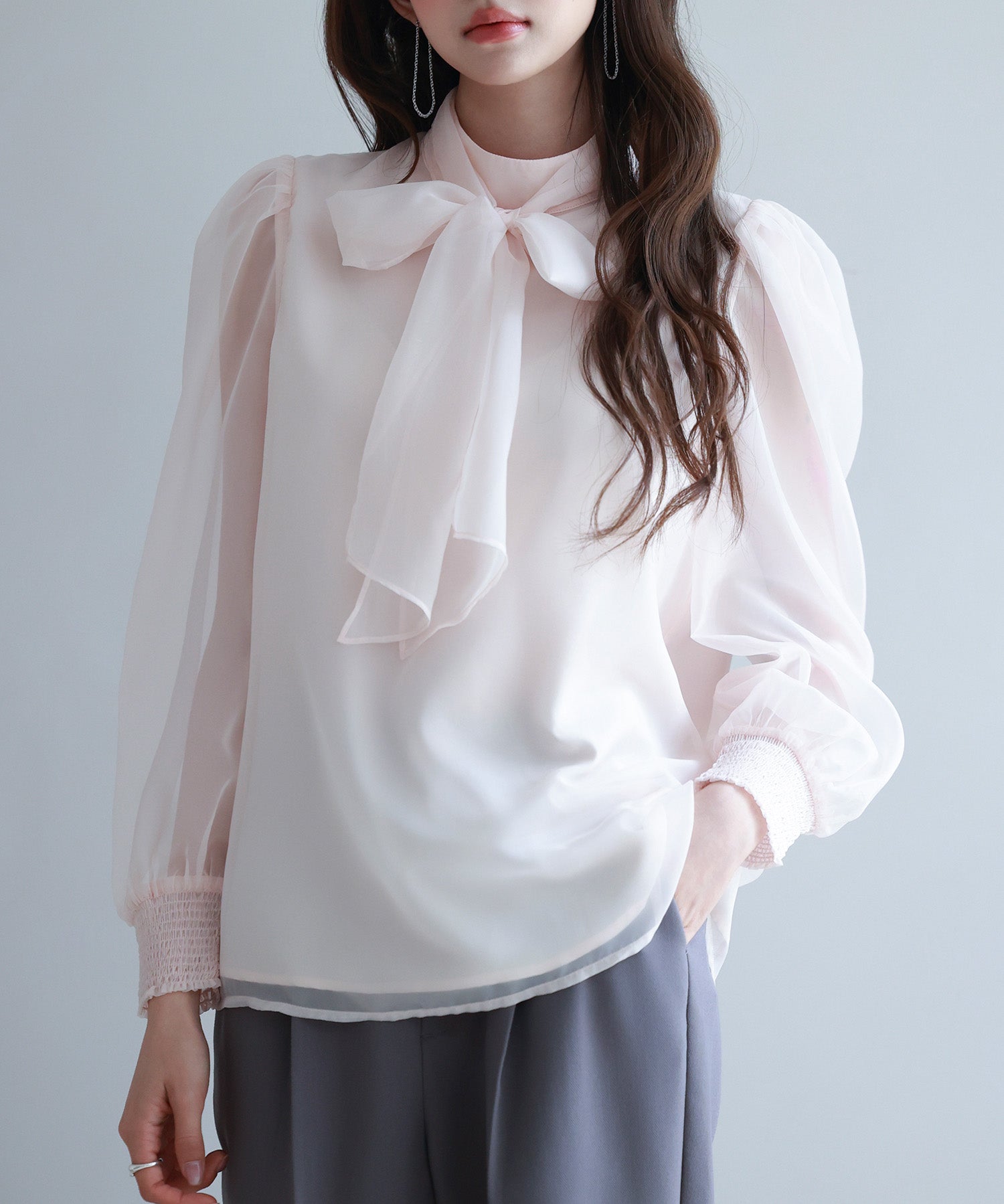 3wayオーガンジー生地リボンブラウスsdp0250-102-174