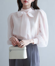 3wayオーガンジー生地リボンブラウスsdp0250 ピンクベージュ