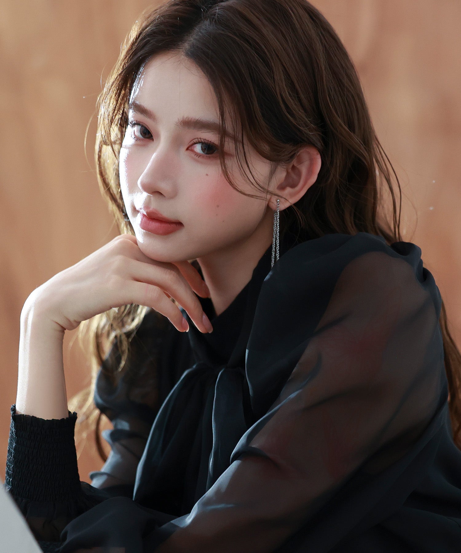 3wayオーガンジー生地リボンブラウスsdp0250 ブラック