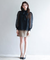 3wayオーガンジー生地リボンブラウスsdp0250 ブラック