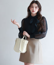 3wayオーガンジー生地リボンブラウスsdp0250 ブラック