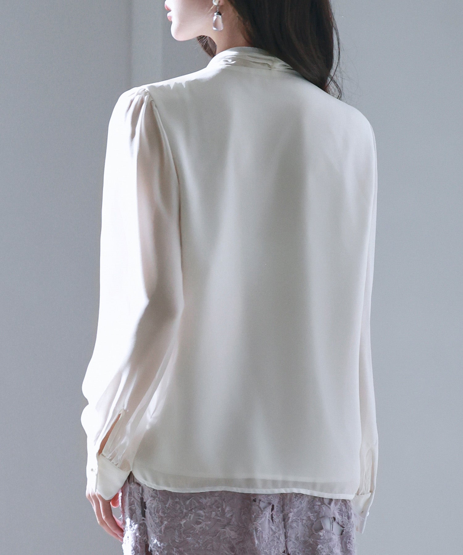 2wayプリーツリボンシフォンブラウスsdp0251 ホワイト