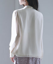 2wayプリーツリボンシフォンブラウスsdp0251 ホワイト