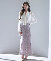 2wayプリーツリボンシフォンブラウスsdp0251 ホワイト