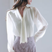 2wayプリーツリボンシフォンブラウスsdp0251 ホワイト