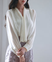 2wayプリーツリボンシフォンブラウスsdp0251 ホワイト