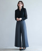 2wayプリーツリボンシフォンブラウスsdp0251 ブラック