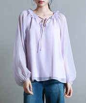 フリルネックリボンシフォンブラウスsdp0253-103-100