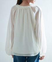 フリルネックリボンシフォンブラウスsdp0253 アイボリー