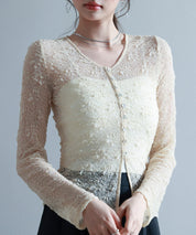 シェルボタン総レースカーディガンsdp0254-102-14