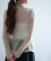 シェルボタン総レースカーディガンsdp0254 ベージュ