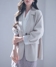 袖口折り返しテーラードジャケットsdp0255 ベージュ