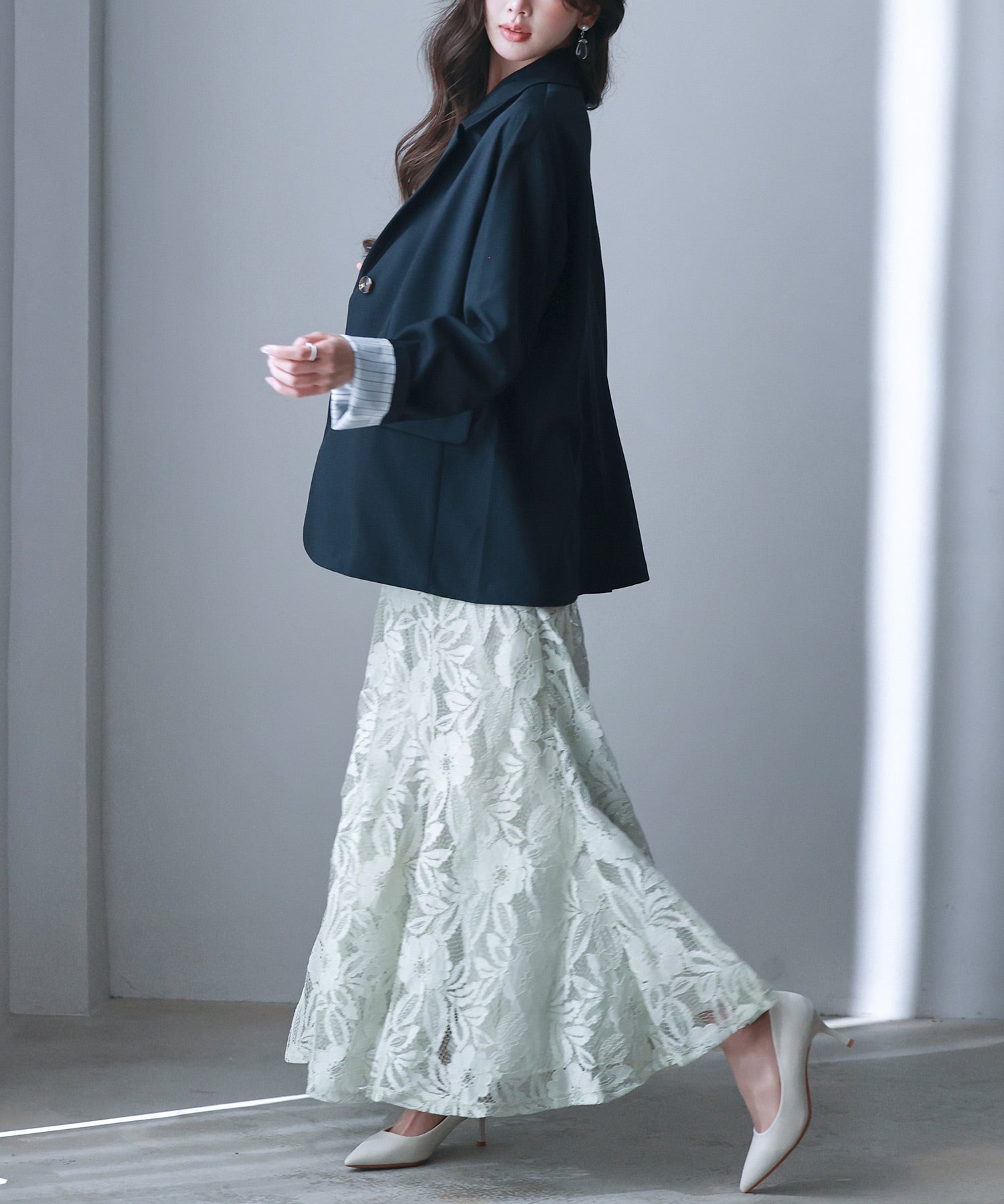 袖口折り返しテーラードジャケットsdp0255 ネイビー