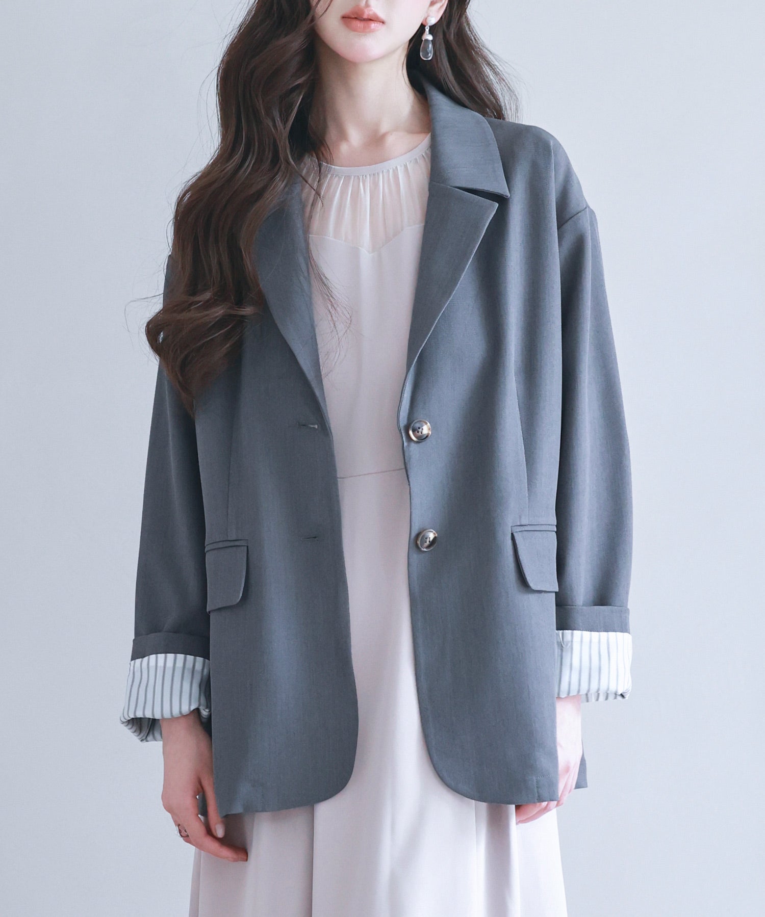 袖口折り返しテーラードジャケットsdp0255 チャコール