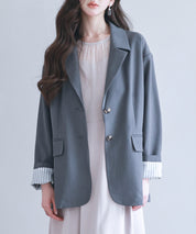 袖口折り返しテーラードジャケットsdp0255 チャコール