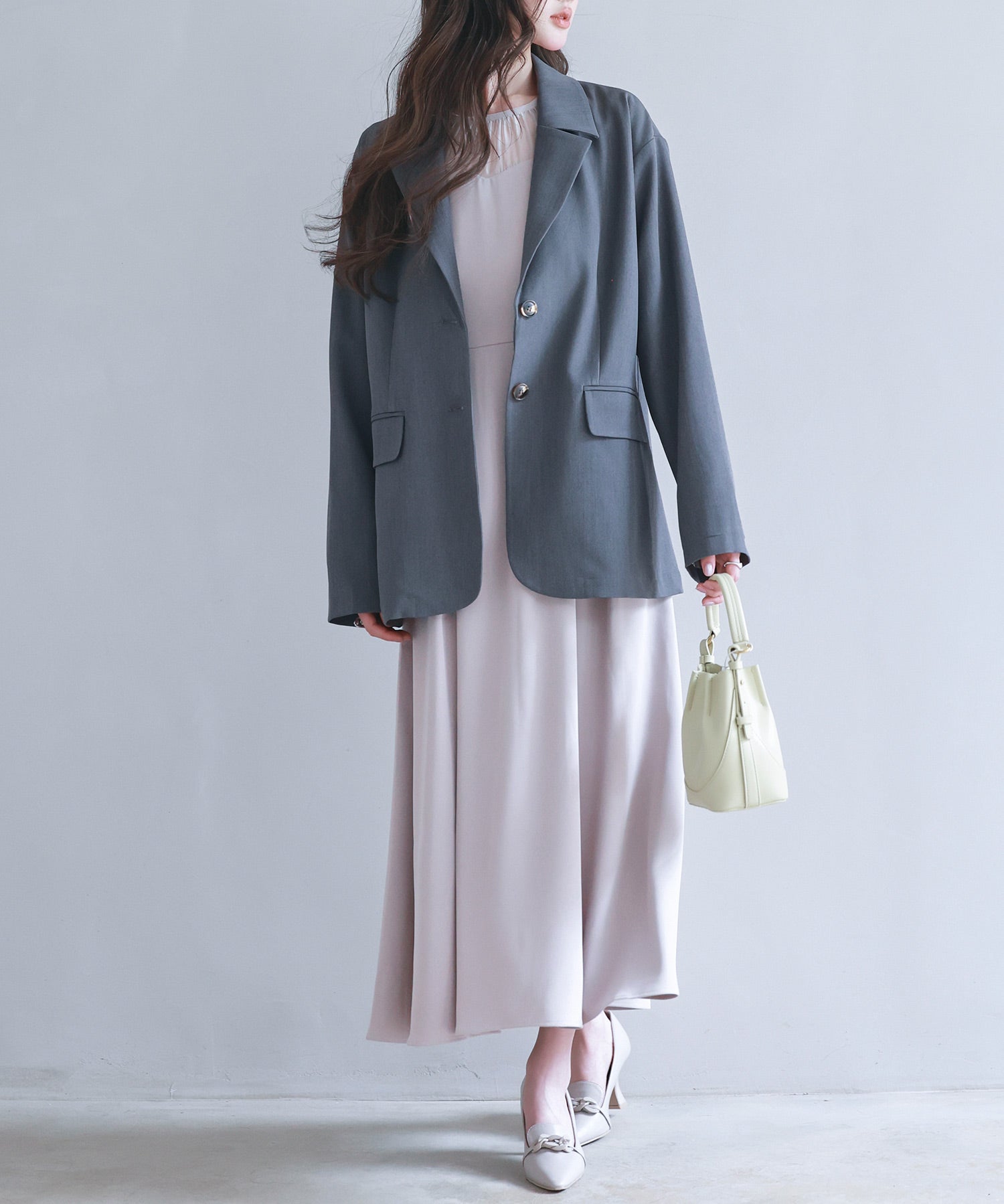 袖口折り返しテーラードジャケットsdp0255 チャコール