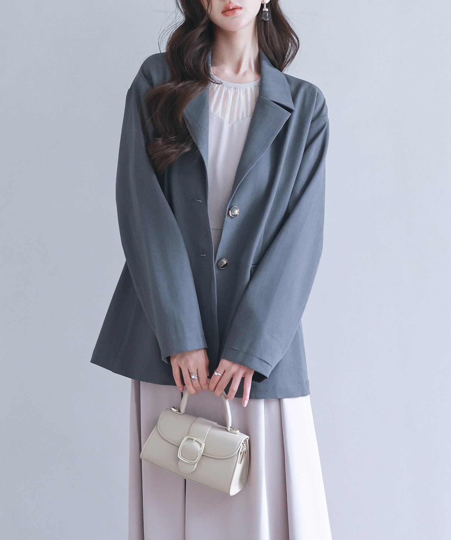 袖口折り返しテーラードジャケットsdp0255 チャコール