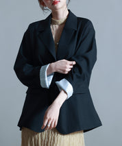 袖口折り返しテーラードジャケットsdp0255 ブラック