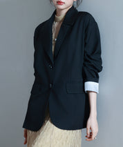 袖口折り返しテーラードジャケットsdp0255 ブラック