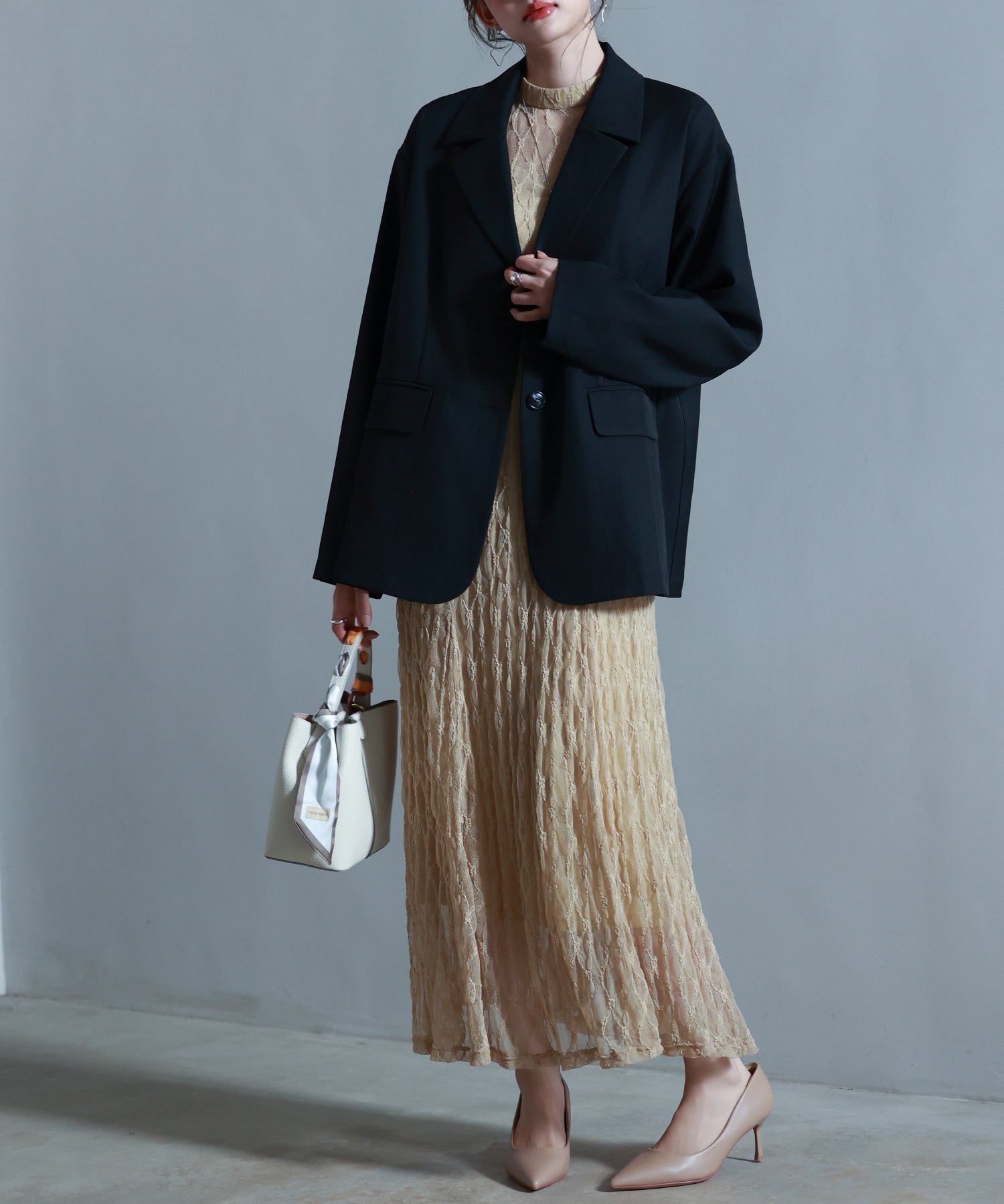 袖口折り返しテーラードジャケットsdp0255 ブラック