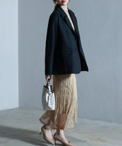 袖口折り返しテーラードジャケットsdp0255 ブラック