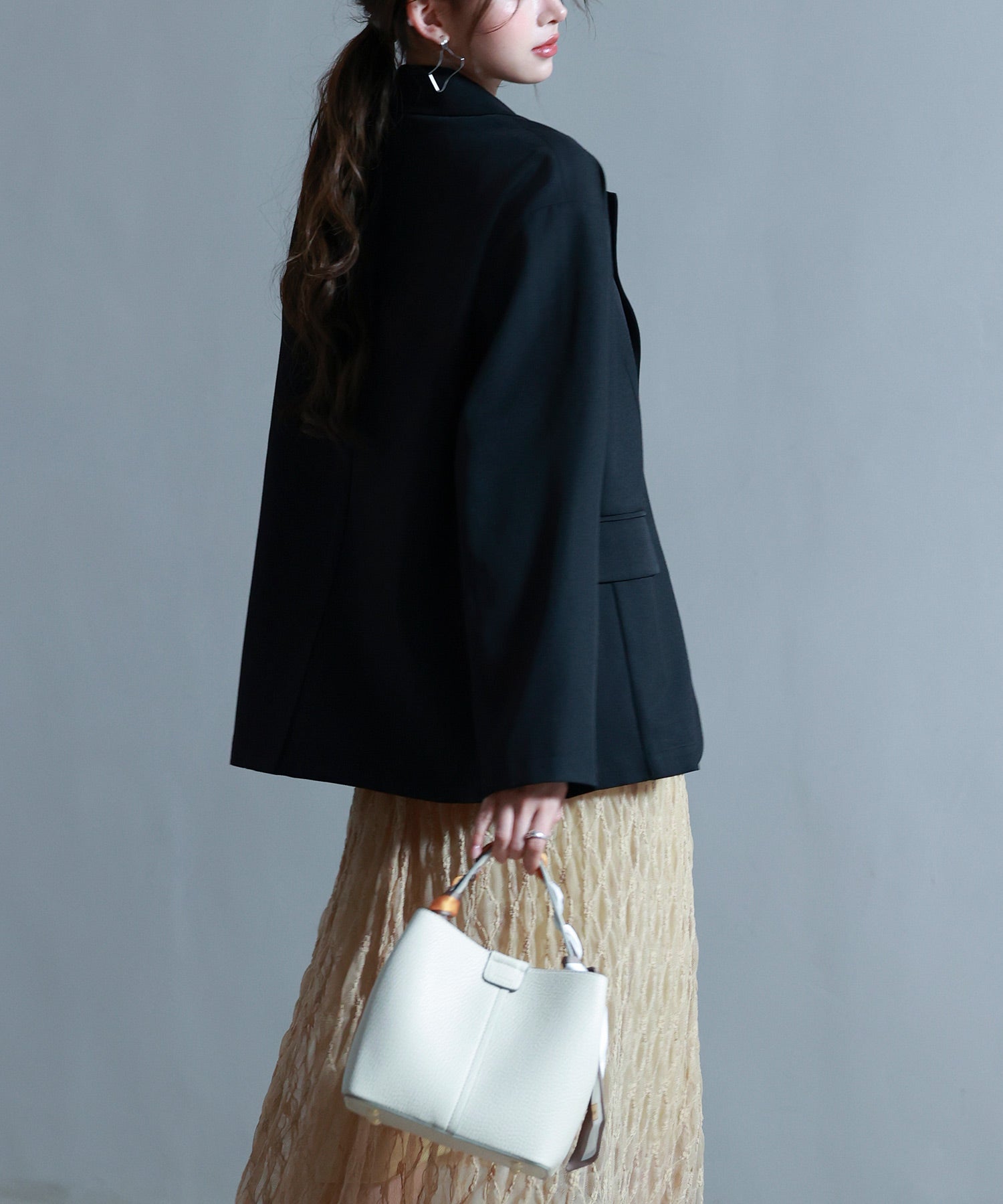 袖口折り返しテーラードジャケットsdp0255 ブラック