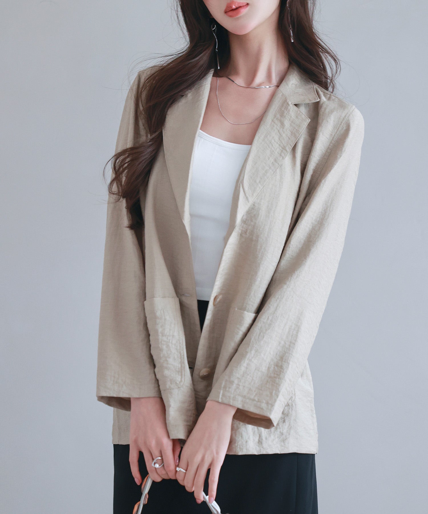 フロントポケットテーラードジャケットsdp0257 ベージュ